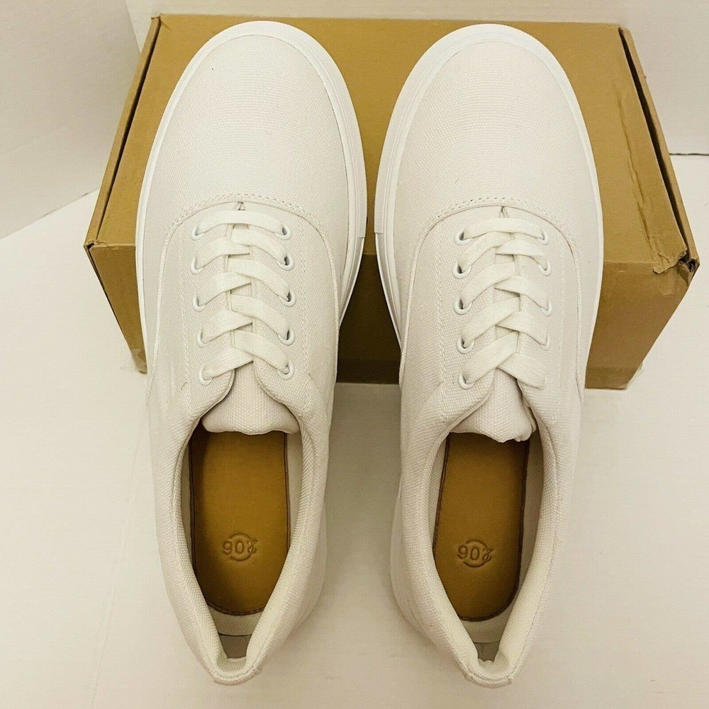 206 Collective Men's Mark Lace Up Canvas White Sneaker Various Sizes. - Picture 3 of 8